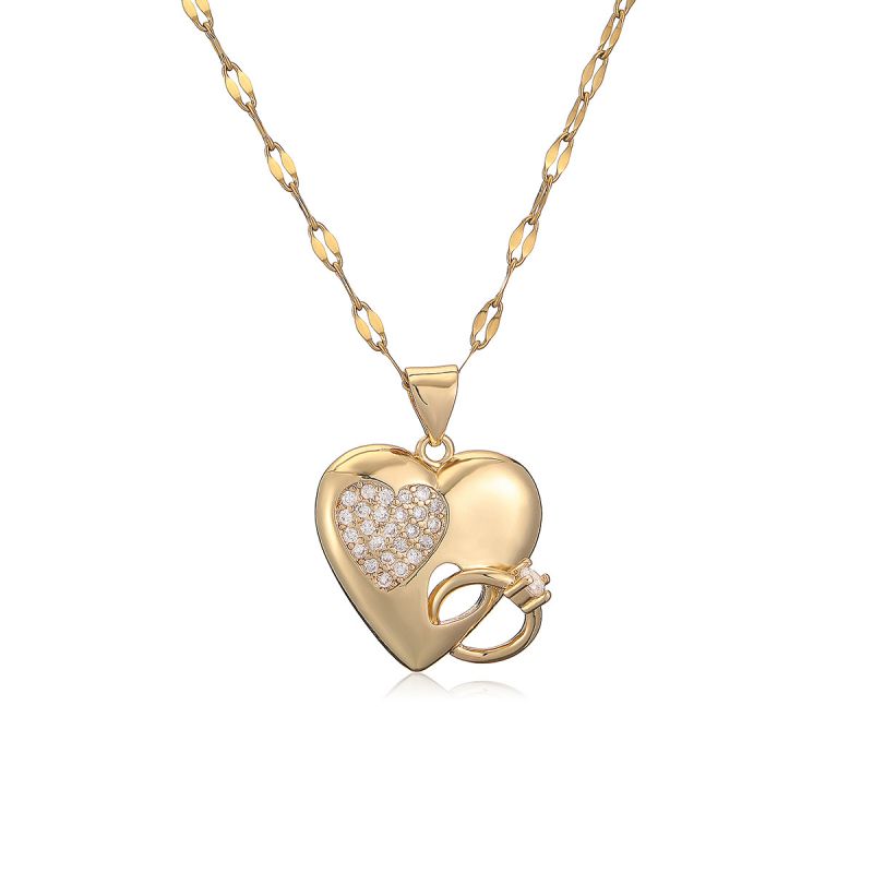 Gold Heart Ring Necklace